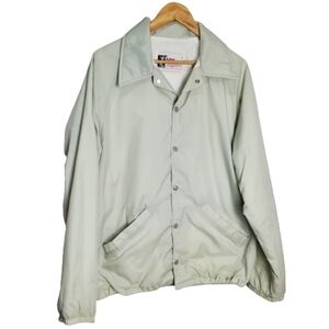 Vintage 80s Light Gray Snap Button Collar Lined Coaches Jacket Size XL